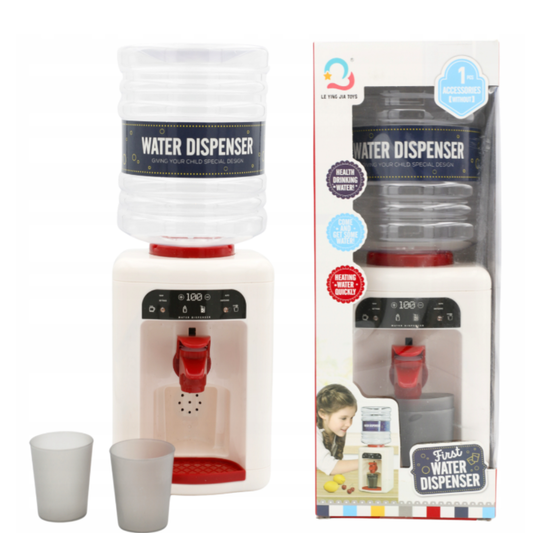Kids Mini Water Dispenser Toy with 2 Cups – Real Pouring Action, Interactive Kitchen & Home Appliance Pretend Play Set for Toddlers and Children