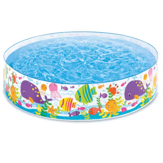 Intex Inflatable Kids Snapset Pool – Wet Set Collection Ocean Reef Marine Life Print, Heavy-Duty Rigid Sidewall Swimming & Paddling Pool for Toddlers