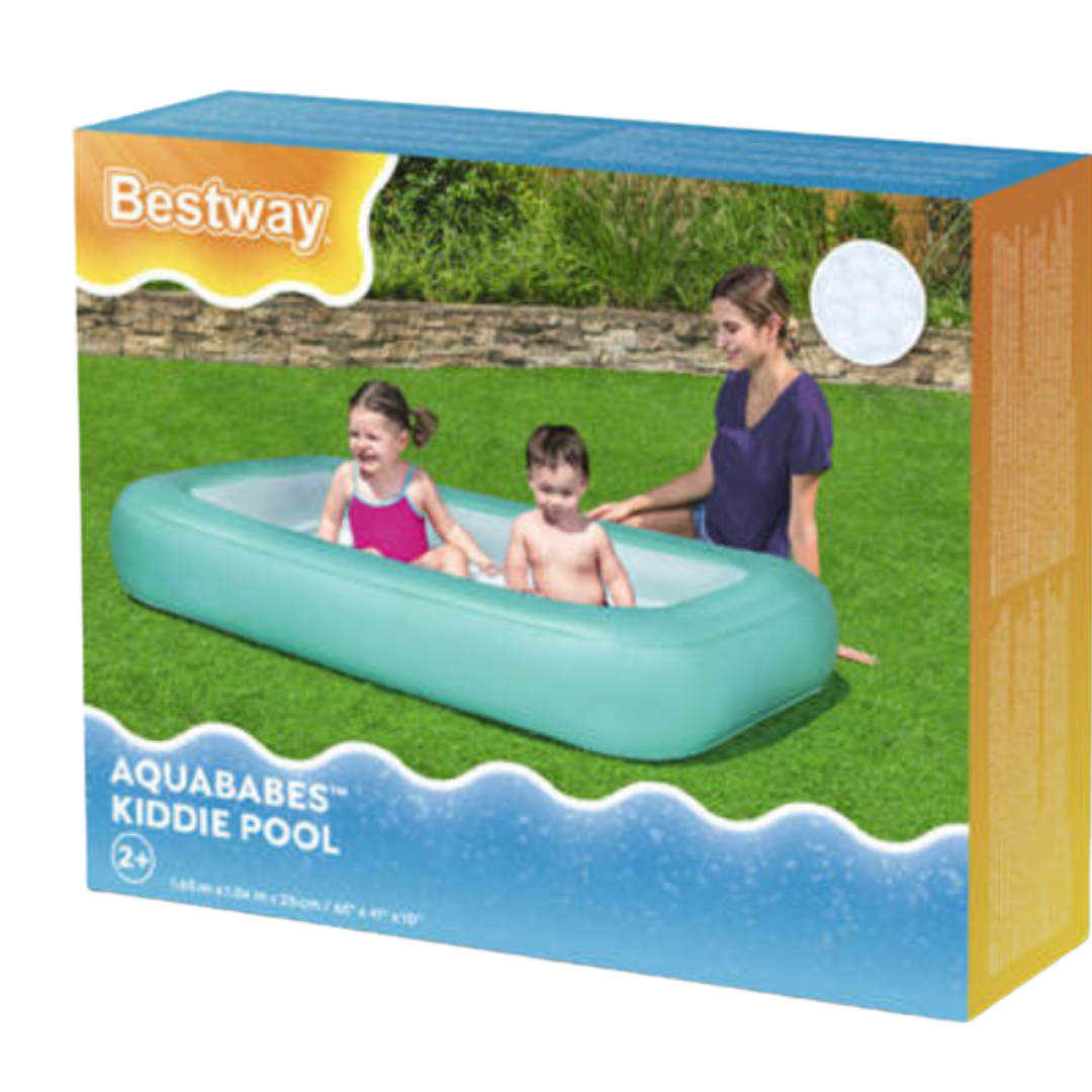 Bestway Aquababes Inflatable Kiddie Pool – Rectangular Mint Green Outdoor Wading Pool for Toddlers Ages 2+