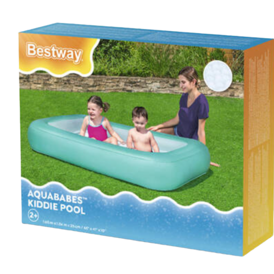 Bestway Aquababes Inflatable Kiddie Pool – Rectangular Mint Green Outdoor Wading Pool for Toddlers Ages 2+