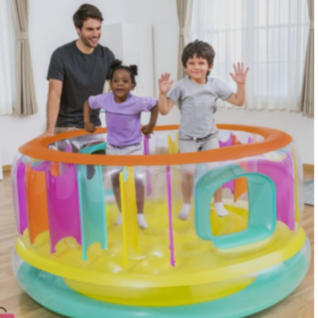 Bestway BounceJam Inflatable Trampoline Bouncer – Round Indoor & Outdoor Jumping Castle Play Center for Kids Ages 3+