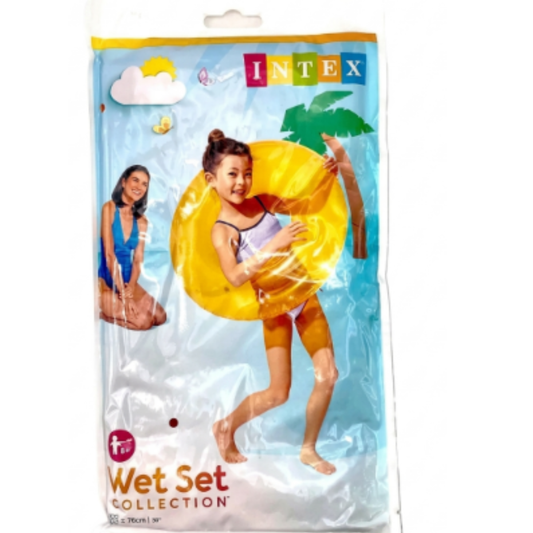 Intex Inflatable Transparent Swim Ring Tube – Wet Set Collection Translucent Neon Yellow Classic Pool Float for Kids & Teens Ages 9+