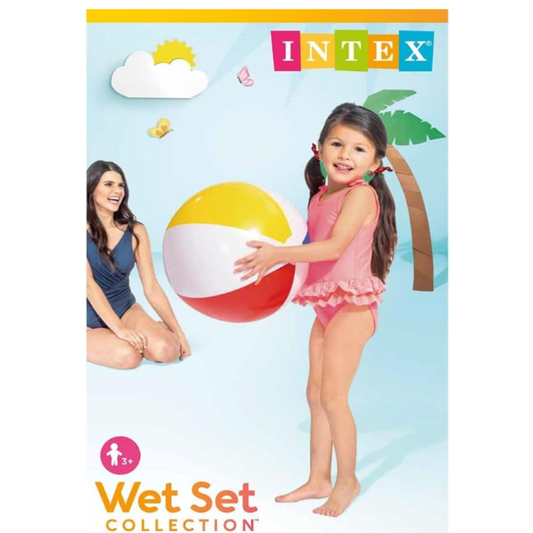 Intex Inflatable Beach Ball – Wet Set Collection Classic Multi-Color Panel Waterproof Pool and Lawn Toy for Toddlers & Kids Ages 3+