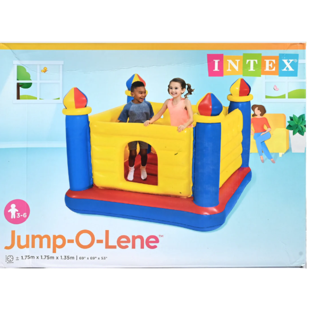 Intex Jump-O-Lene Inflatable Castle Bouncer –  Indoor and Outdoor Playhouse Trampoline for Kids Ages 3–6