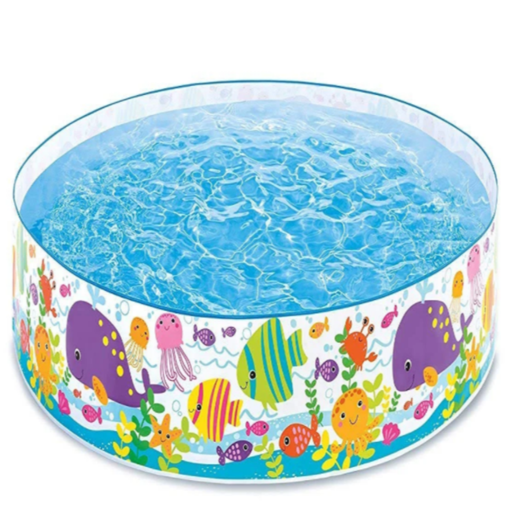 Intex Inflatable-Free Snapset Kiddie Pool – Wet Set Collection Ocean Reef Transparent Side Wall Hard-Plastic Wading Splash Pool for Kids Ages 3+