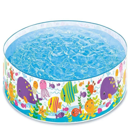 Intex Inflatable-Free Snapset Kiddie Pool – Wet Set Collection Ocean Reef Transparent Side Wall Hard-Plastic Wading Splash Pool for Kids Ages 3+