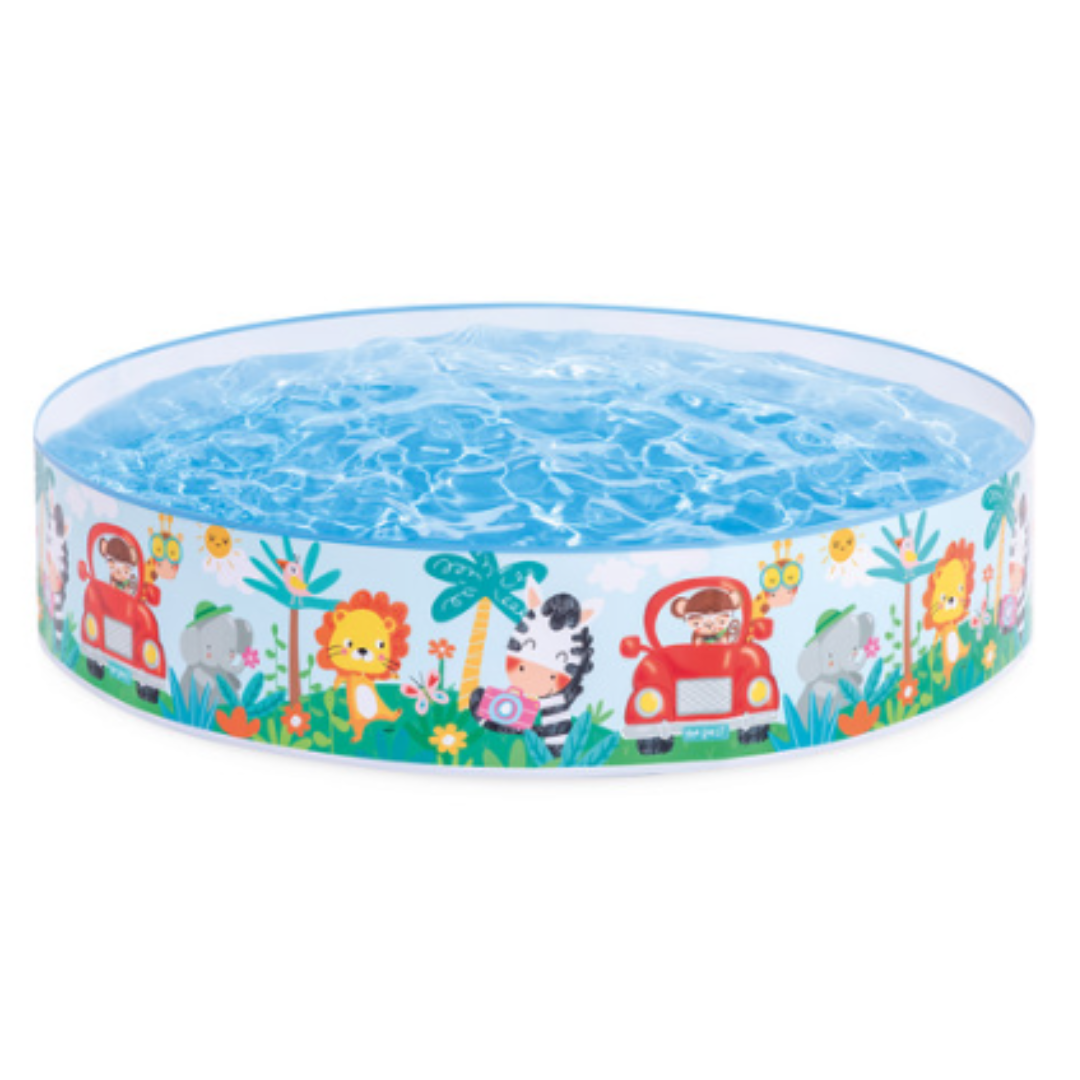 Intex Animal Adventure Snapset Pool Non-Inflatable No-Pump Hard-Sidewall Wading Splash Pool for Toddlers Ages 3+