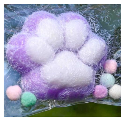 Fluffy Cat Paw Squishy Squeeze Toy – Kawaii Fuzzy Tabby Paw Decompression Fidget Toy, Soft Plush Sensory Stress Relief Toy for Kids & Teen
