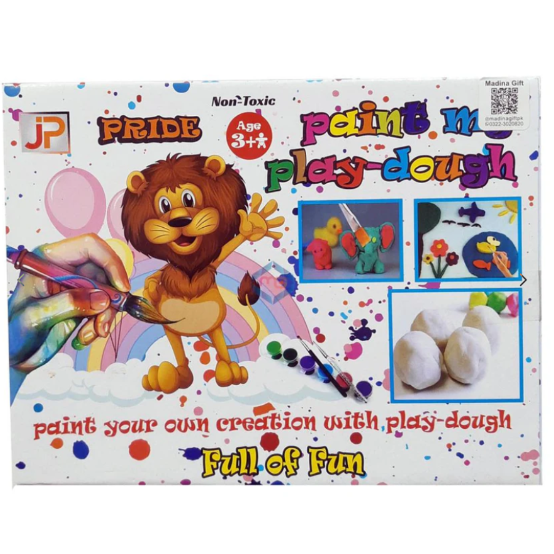 JP Pride Paint Me Play-Dough Creative Activity Kit – Non-Toxic DIY Modeling Clay & Painting Set with Paint Pots & Brushes, Educational Arts & Crafts Gift for Kids (Ages 3+)