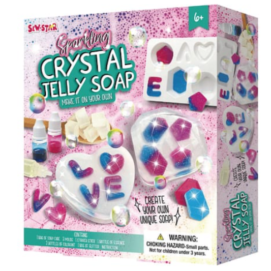 Sew-Star Sparkling Crystal Jelly Soap Kit – DIY Make Your Own Translucent Scented Glitter Soaps, Creative STEM Arts & Crafts Activity Set for Kids & Teens (Ages 6+)