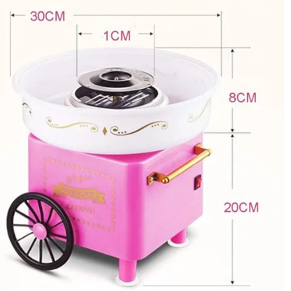 Vintage Countertop Cotton Candy Maker – Portable Mini Candy Floss Machine with Carnival-Style Wheels and Suction Feet, Perfect Sweet Treats Maker for Kids Parties & Family Movie Nights