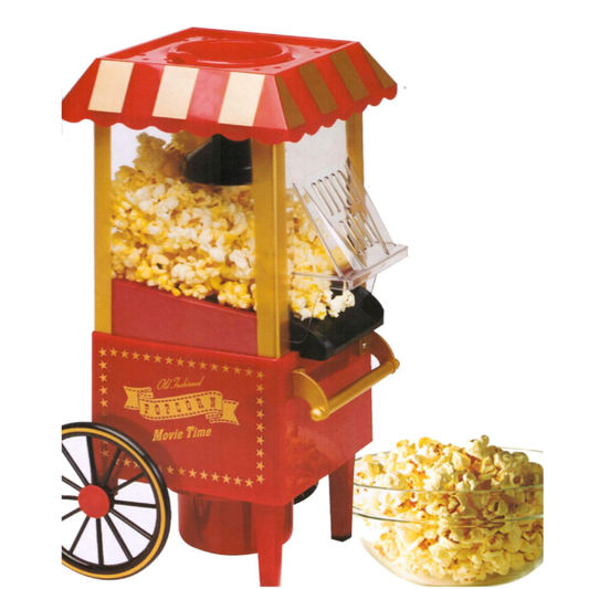 Vintage Countertop Hot Air Popcorn Maker – Oil-Free Electric Popcorn Machine with Carnival Cart Design and Serving Chute, Healthy Snack Maker for Home Movie Nights & Kids Parties