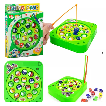 Classic Rotating Electric Fishing Game Toy Set – Magnetic Motorized Spinning Fish Pond Board with Mini Toy Fishing Rods and Colorful Snapping Fish for Kids (Ages 3+)