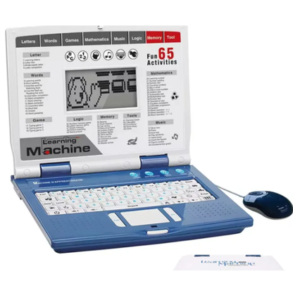 Learning Machine 65-Activity Educational Kids Laptop – Interactive Bilingual Toy Computer with LCD Screen, Real External Mouse, Alphabet, Mathematics, Logic & Typing Games for Kids