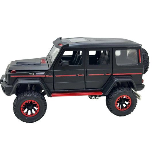 Che Zhi Premium 1:24 Scale Die-Cast SUV Model Toy – Matt Black V12 Simulation Sound & Light Pull Back Car Vehicle with Water Refill Dropper for Real Smoke Spray Effects