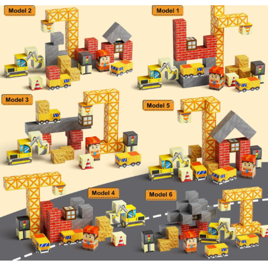 Mini Travel Set Magnetic Blocks for Kids – 38-Piece Intellectual Capital STEM Building Toy with Magnetic Construction Cubes, Crane, and Excavator Blocks for Toddlers (Ages 3+)
