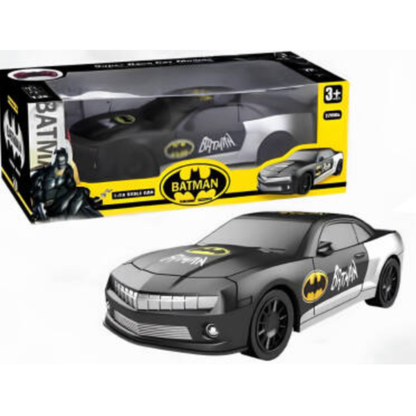 Official Batman Racing Car Toy – 1:24 Scale Two-Tone Matte Black and Silver Batmobile Sports Car Model for Kids (Ages 3+)