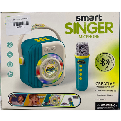 Smart Singer Kids Wireless Karaoke Microphone and Bluetooth Speaker Set – Portable Singing Machine Toy with Flashing LED Lights, Alloy Microphone Head, and Sound Effects for Toddlers (Ages 3+