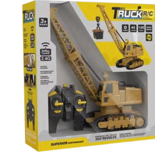 Superior Performance 1:20 Scale RC Crawler Crane Toy – 2.4GHz Remote Control Construction Tower Vehicle with 360° Rotating Cab, Motorized Winch, and Demo Mode for Kids (Ages 3+)