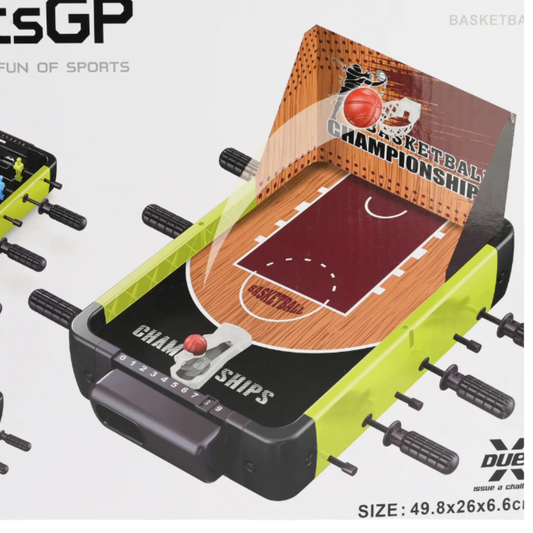 SportsGP 3-in-1 Tabletop Sports Game Arcade – Portable Mini Family Board Game Set with Foosball Soccer, Basketball, and Curling for Kids and Adults (Ages 5+)