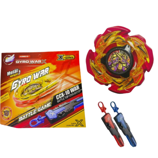 Gyro War X Battle Top CCX-10 War Playset – High-Speed Metal Weight Spinning Top with Dual Super Launcher X Grips for Kids & Competitive Battling Games (Ages 8+)
