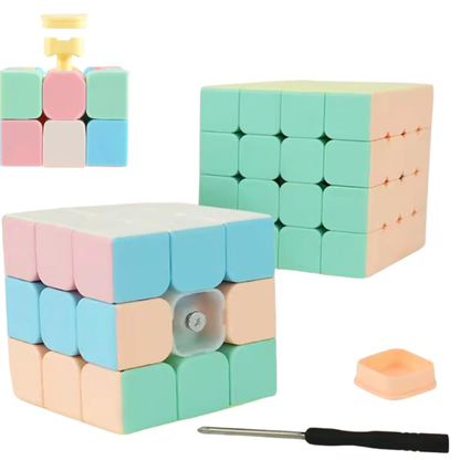 Premium Magic Cube Puzzle Toy Set – Multi-Pack Combo with 2x2, 3x3, 4x4, 5x5 Grid Cubes and Pyraminx Pyramid Puzzle, Pastel Macaron Brain Teaser Speed Cubes for Kids and Adults (Ages 6+
