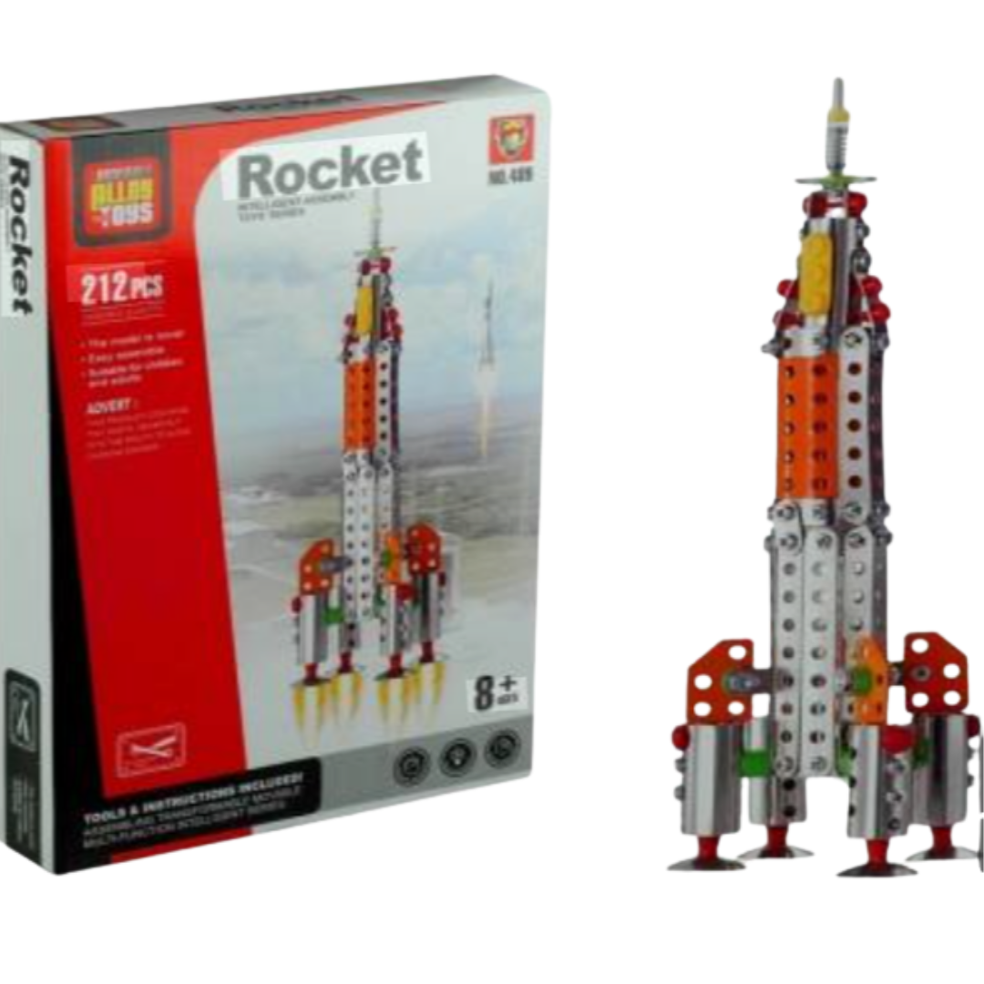 Metal Alloy Rocket Intelligent Assembly Toy Building Kit – 212 Pieces DIY Space Shuttle STEM Model Set with Real Tools, Die-Cast Metal Sheets, and Screws for Kids & Adults (Ages 8+
