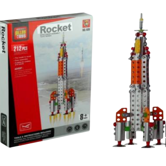 Metal Alloy Rocket Intelligent Assembly Toy Building Kit – 212 Pieces DIY Space Shuttle STEM Model Set with Real Tools, Die-Cast Metal Sheets, and Screws for Kids & Adults (Ages 8+