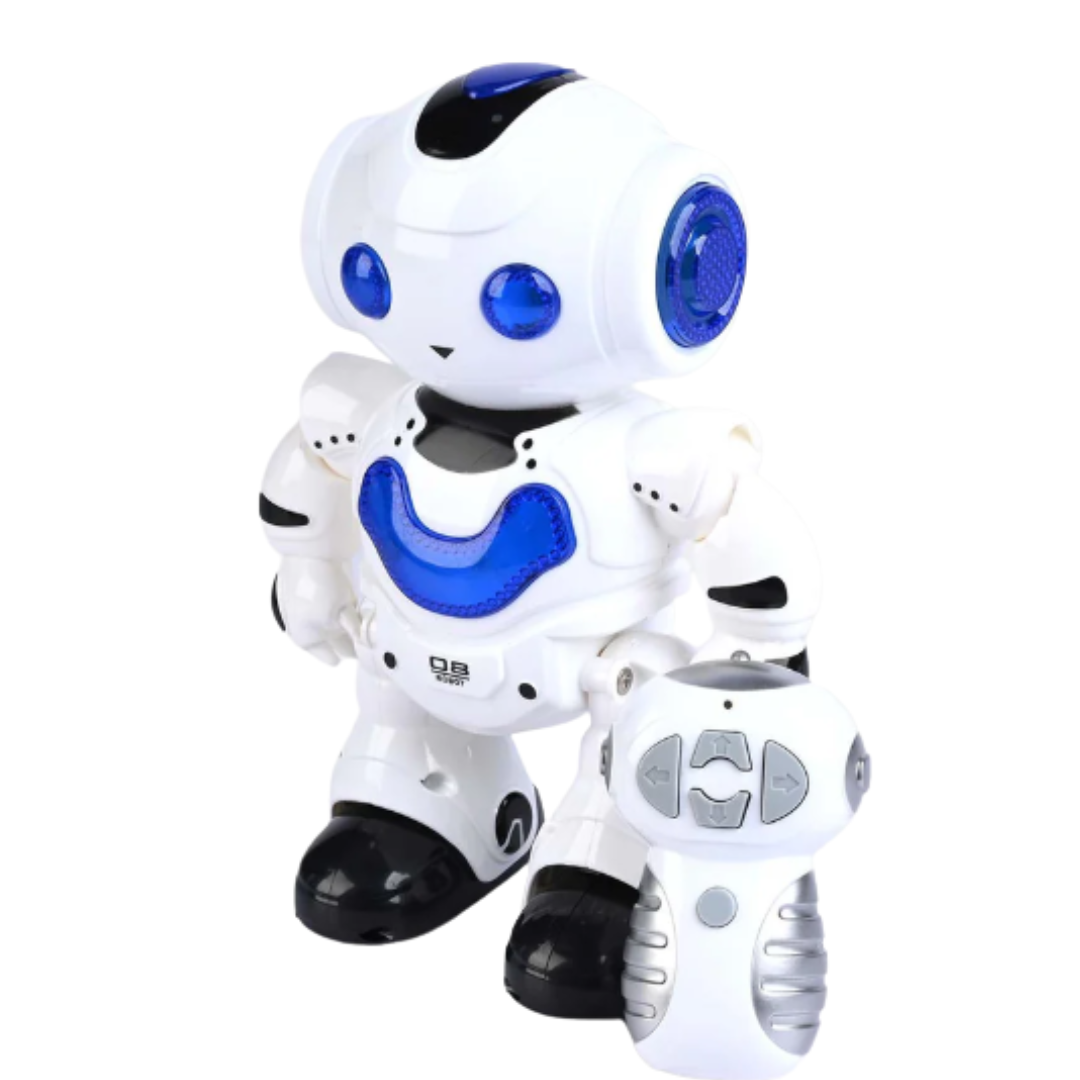 Wireless Remote Control Lifelike Dance Robot for Kids – Interactive Toy Figure with Flashing LED Lights, Built-in Music, and Multi-Directional Walking/Dancing Actions (Ages 6+, White/Red)
