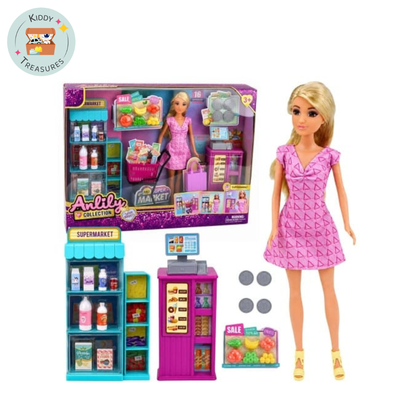 Doll Supermarket Playset with Checkout Counter (Ages 3+)