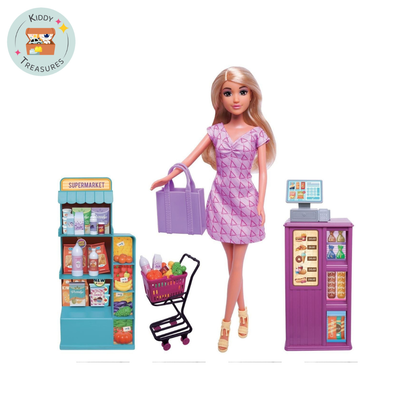 Doll Supermarket Playset with Checkout Counter (Ages 3+)
