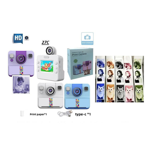 2.4" Children's Digital Instant Print Camera – Rotatable Dual-Sided Lens & Type-C Charging