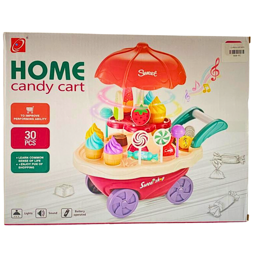 Kids Interactive Ice Cream Cart Toy - 30 PCS Educational Sweet Shop with Music