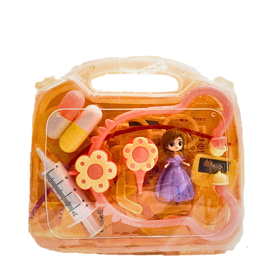 Portable Doctor Playset for Girls - Medical Tool Suitcase with Doll for Role-Play