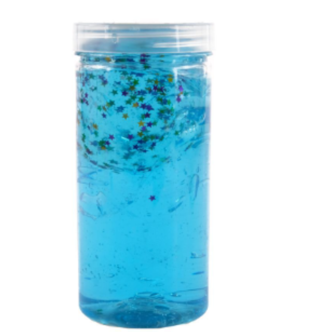 Transparent Crystal Jelly Slime Jar - Colorful Glossy Non-Toxic Sensory Slime Toy for Kids & Adults (Blue & Green Variants)