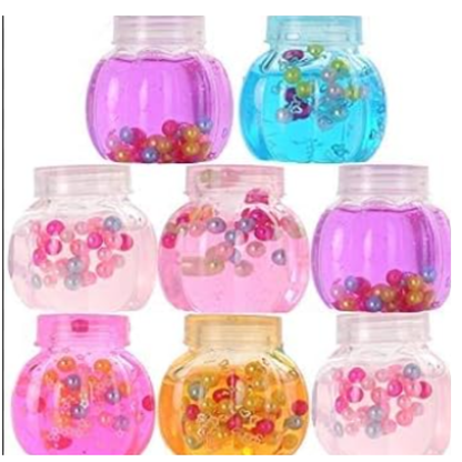 Mini Round Jar Beaded Crystal Slime - Colorful Transparent Crunchy Pearl Slime Sensory Fidget Toy for Kids (Random Colors)