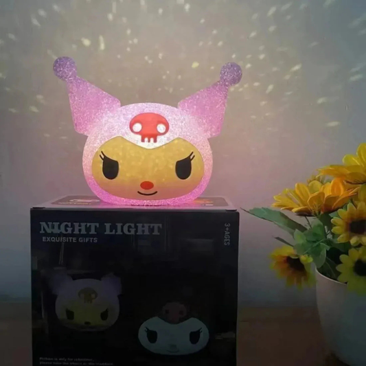 Sanrio Kuromi Crystal LED Night Light - Cute Crystalline Bedroom Atmosphere Glow Lamp Mini Desk Light for Girls Birthday Gift