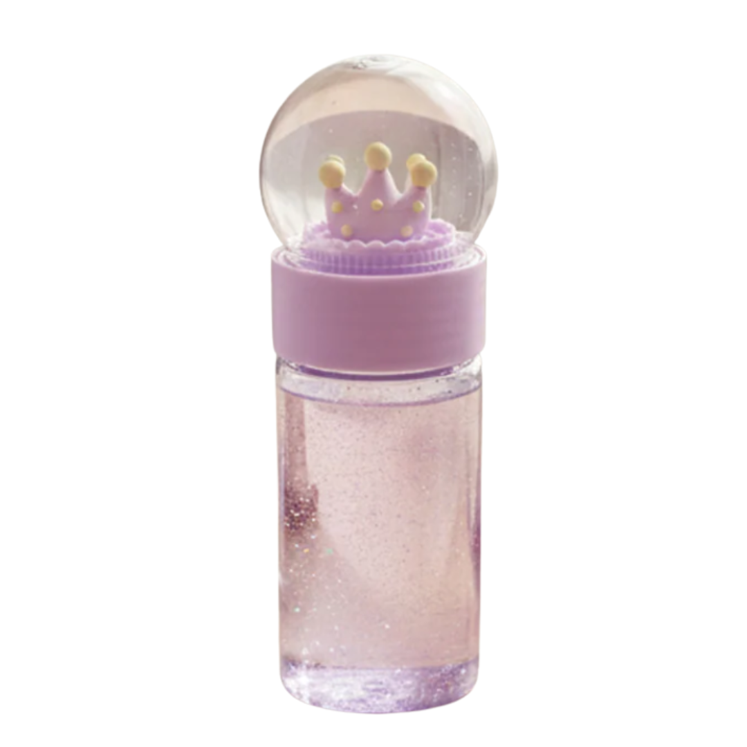 Luxury Crown Snow Globe Glitter Slime Bottle - Cute Purple Transparent Shimmering Sensory Slime Toy for Girls & Aesthetic Desk Decor