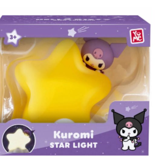 YuMe Sanrio Kuromi Star Light Night Lamp - Cute Glowing Star Ambient Desk Light Room Decor for Girls & Sanrio Fans (Ages 3+)