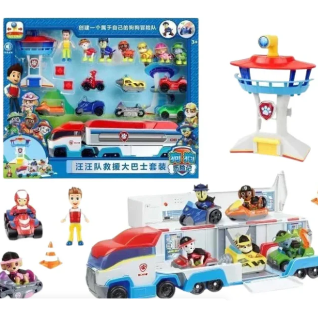 Kids Multi-Vehicle Rescue Mission Playset with Tower & Pup Characters