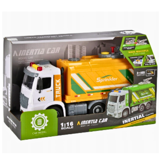 City Service Inertial Sprinkler Truck – 1:16 Scale Water Tanker Toy