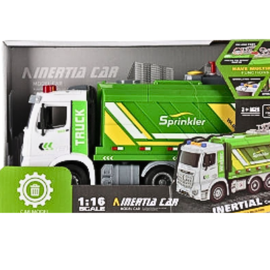 City Service Inertial Sprinkler Truck – 1:16 Scale Water Tanker Toy