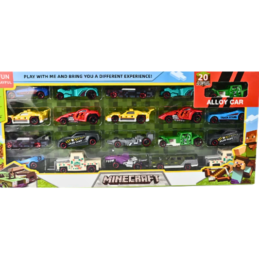 Minecraft Die-Cast Car Set – 20 Pcs Mini Alloy Racing Cars with Display Box