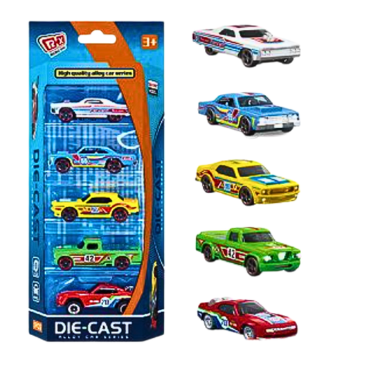 R+X Die-Cast Alloy Car Set – 5 Pcs Mini Metal Racing Cars for Kids 3+