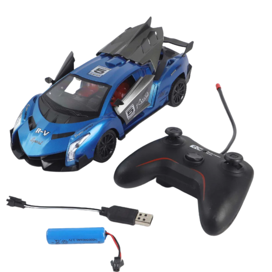 1:16 Scale Metallic Blue Hypercar RC Racing Toy with Opening Doors