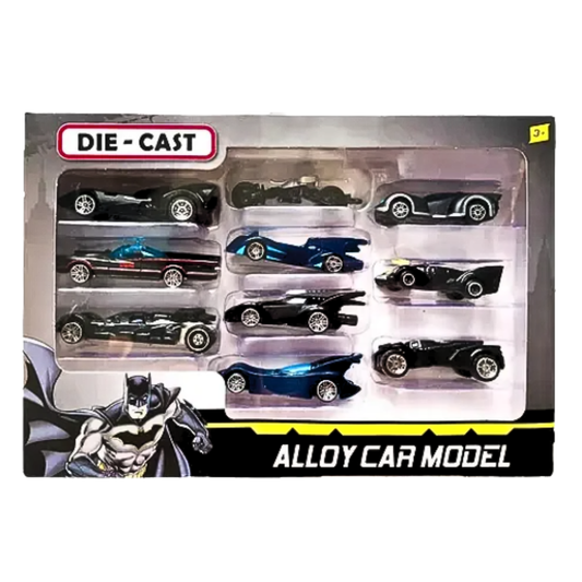 Batman Die-Cast Car Model Set – 10 Pcs Mini Alloy Superhero Vehicles for Kids