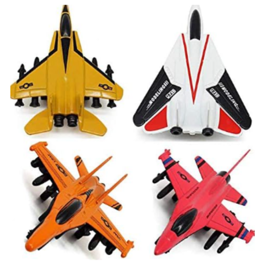XLC Metal Alloy Fighter Plane Set – 4 Pcs Mini Pullback Jets for Kids 3+