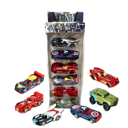 6-Pack Avengers Theme Alloy Cars – Premium Metal Marvel-Inspired Vehicle Collection