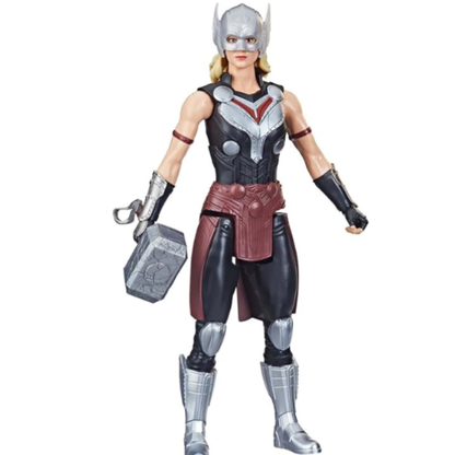 Marvel Thor: Love and Thunder Mighty Thor Titan Hero Series 12-Inch Action Figure – Jane Foster Superhero Toy with Mjolnir Accessory for Kids & Fans