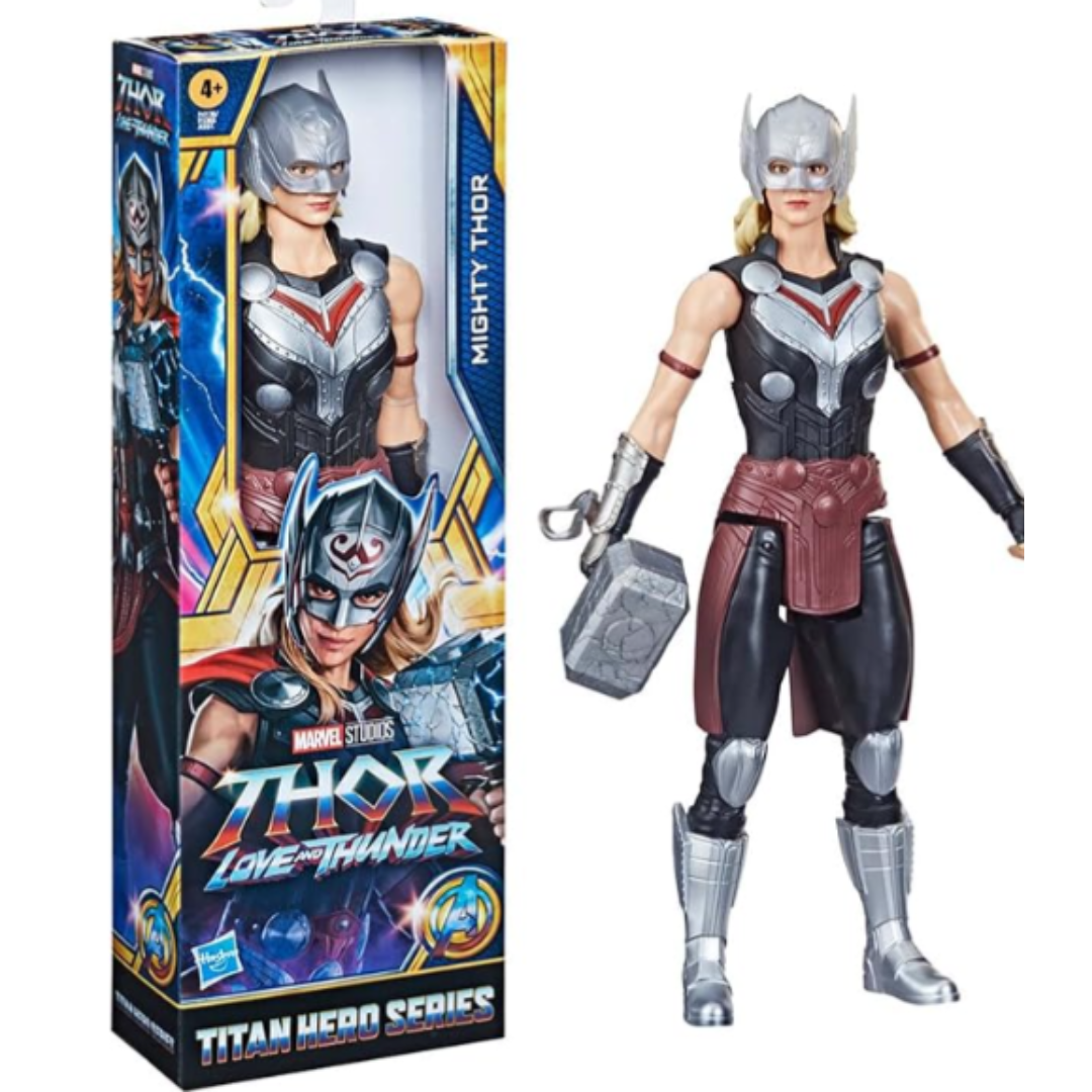 Marvel Thor: Love and Thunder Mighty Thor Titan Hero Series 12-Inch Action Figure – Jane Foster Superhero Toy with Mjolnir Accessory for Kids & Fans
